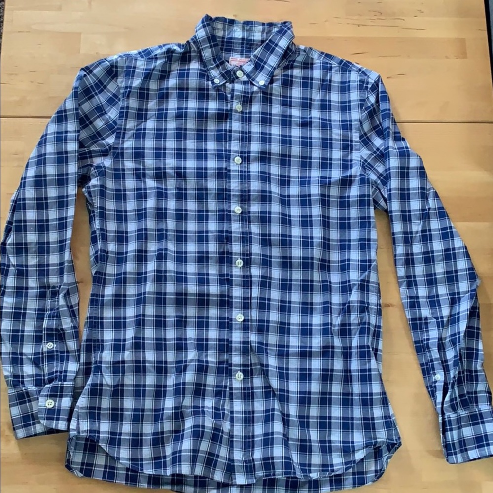 J.Press blue and white plaid button up